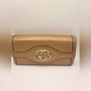 Gucci Brown Leather Interlocking GG Continental Wallet